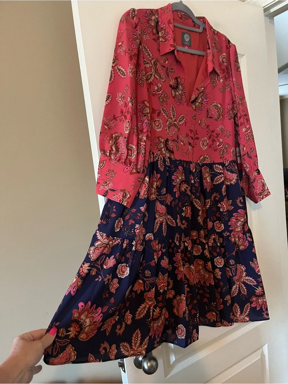 Vince Camuto Women's Mixed Coral/Navy Elegant Dress Size 16 - Picture 7 of 16